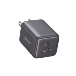 Cargador rápido GaN 1A1C de 20 W y 2 puertos